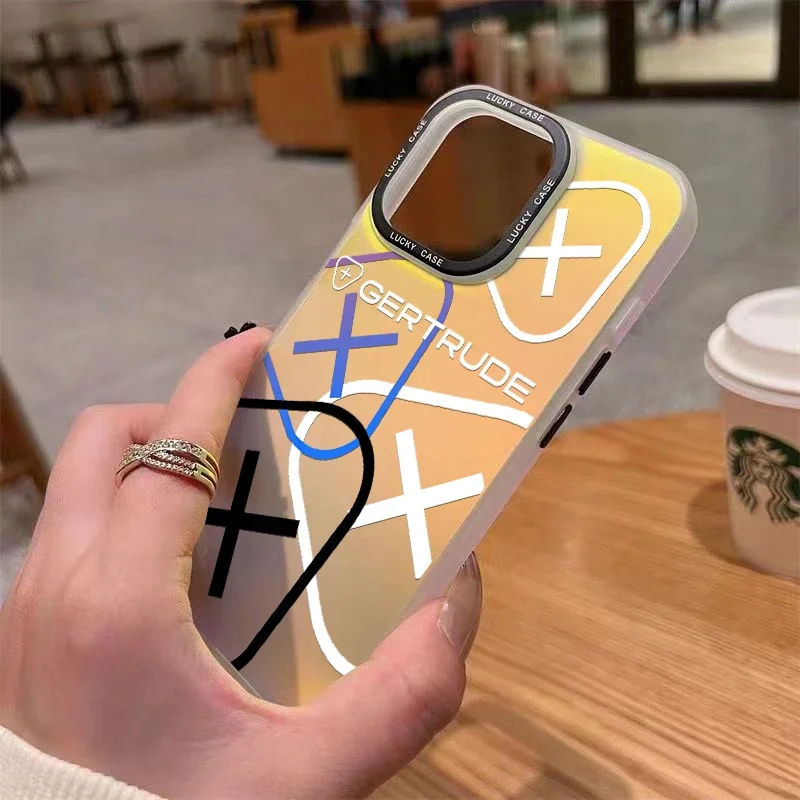 حافظة هاتف عصرية جميلة لهاتف آيفون 16 15 14 13 12 11 Pro Max X XR XSMax 7 8 Plus غطاء خلفي فاخر متدرج غير لامع G-Gertrudes