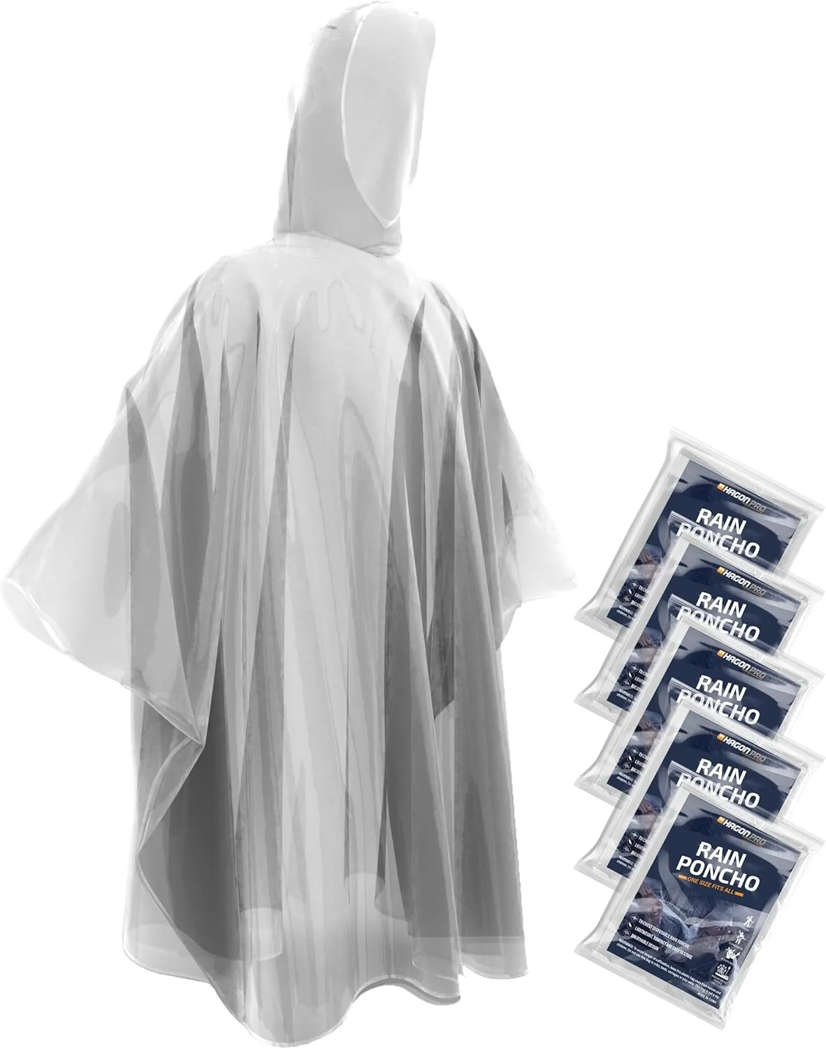 

5 Pack Disposable Rain Ponchos for Adults - Convenient Single-Use Waterproof Raincoats for Quick Weather Protection