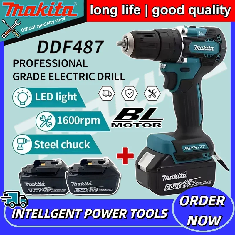 

Makita DDF487 18V Cordless Brushless Electric Drill Driver Compact High Torque LXT Electric Variable Speed Brushless Motor Tool