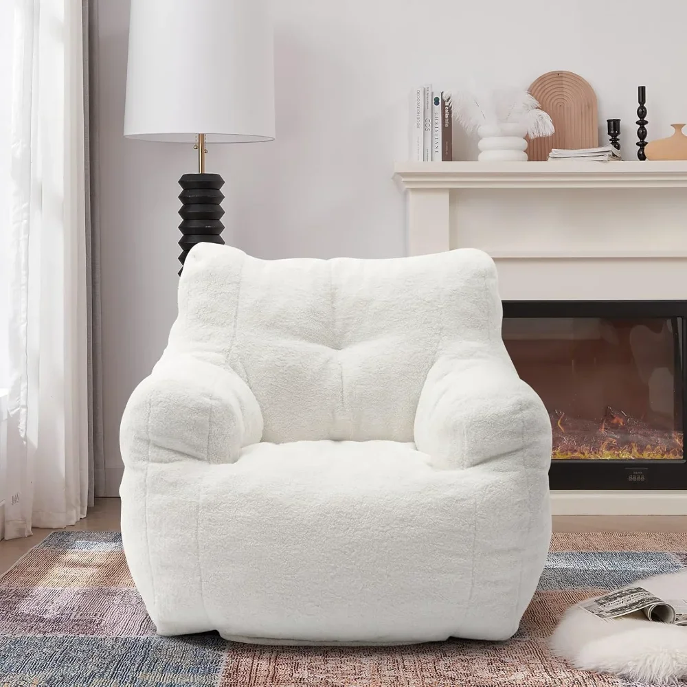 

Hison Bean Bag Chairs for Adults and Kid Teddy Fabric Fluffy and Lazy Sofa Filled with Memory Sponge BeanBag Sofa with Armrests