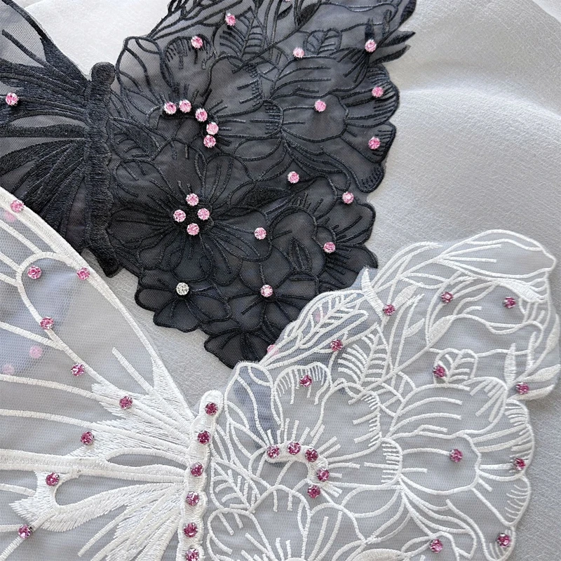 Simple mesh beading and drilling embroidered butterfly patch dress clothing sewing accessories