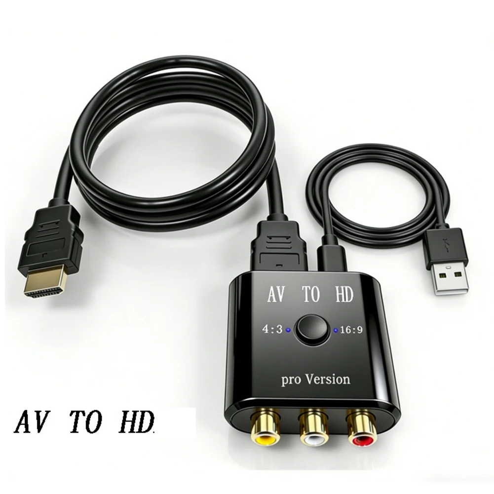 (A30I) For RCA AV to HDMI-Compatible Converter AV/CVSB L/R Video Box HD 1080P Support NTSC PAL Output