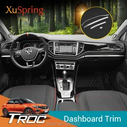 Car Dashboard Edge Trim For Volkswagen VW T-roc 2018 2019 2020 2021 Center Control Interior Garnish Sticker Strips Accessories