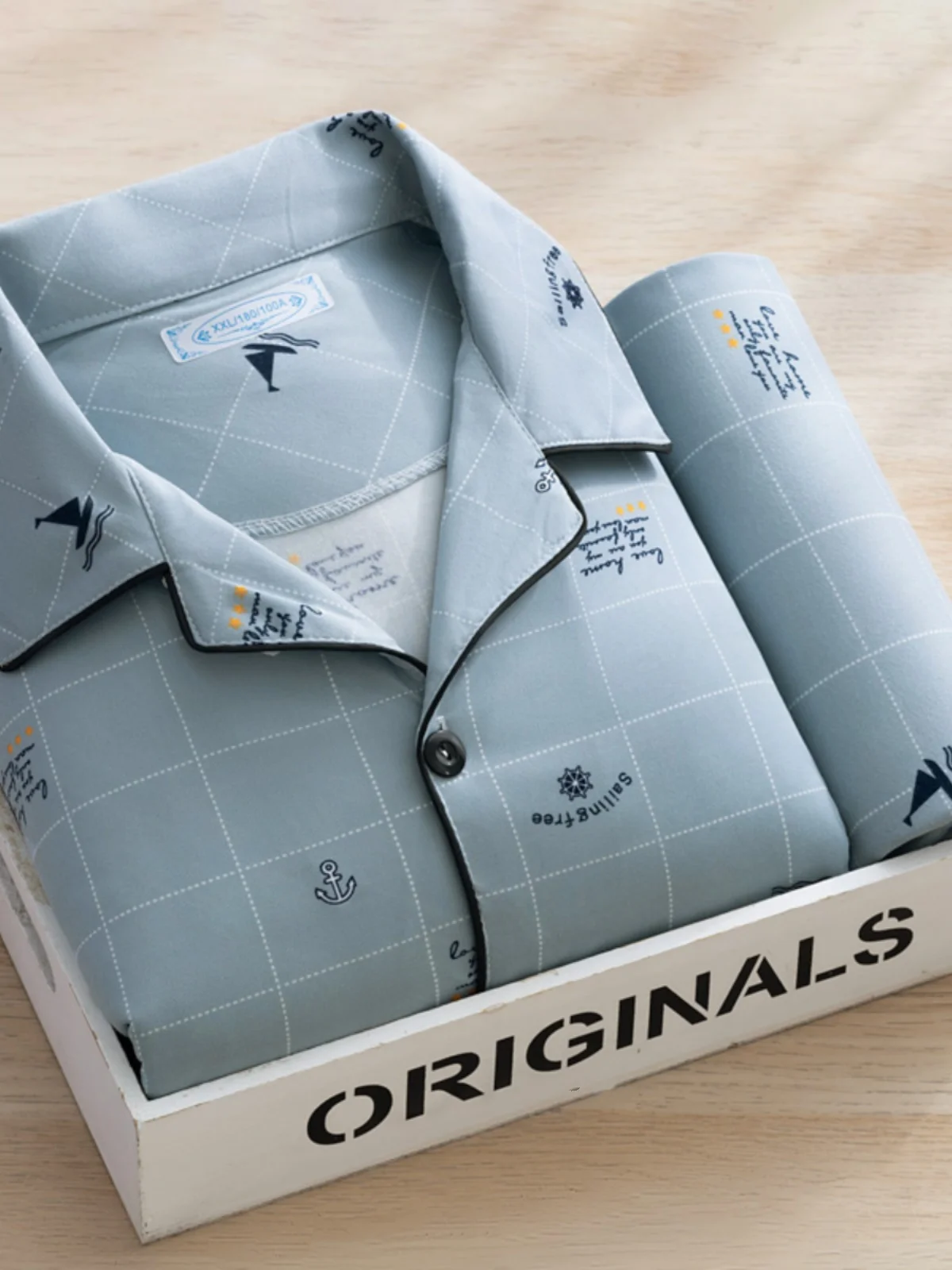 Pigiama da uomo in cotone sottile Pantaloni lunghi lunghi Sve Set da due pezzi Casual Stampa semplice Lettera Abbigliamento per la casa Primavera Autunno Gioventù Sle