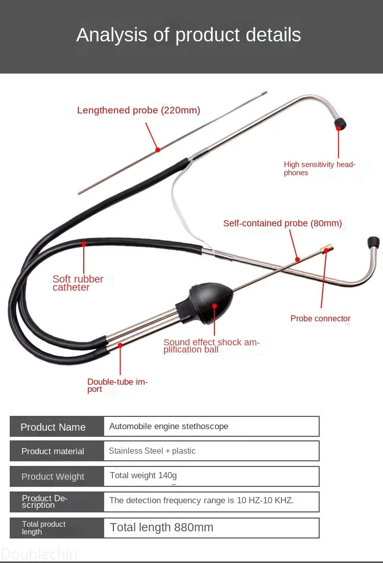 1 Stück Auto-Zylinder-Stethoskop, Mechaniker-Stethoskop für Motorblock-Diagnose, Kfz-Motor-Hörgerät zur Fahrzeugdiagnose – Detail 2