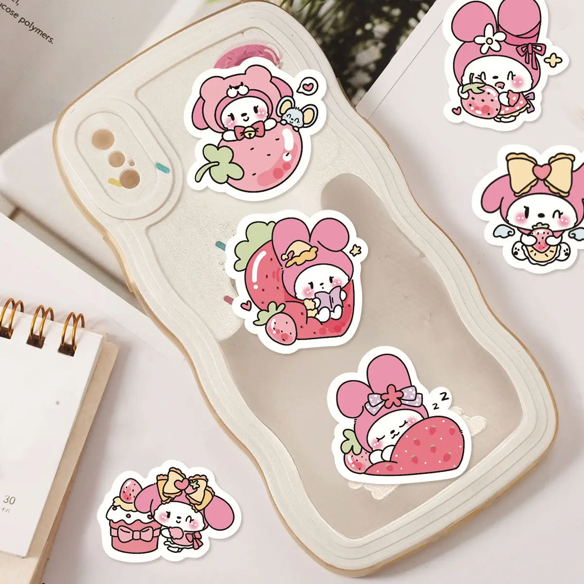 Etori Life 45pcs Korean Cute Cartoon Strawberry Cream Fruit Party Student DIY Laptops,Diaries,Scrapbooks Decoration Stickers