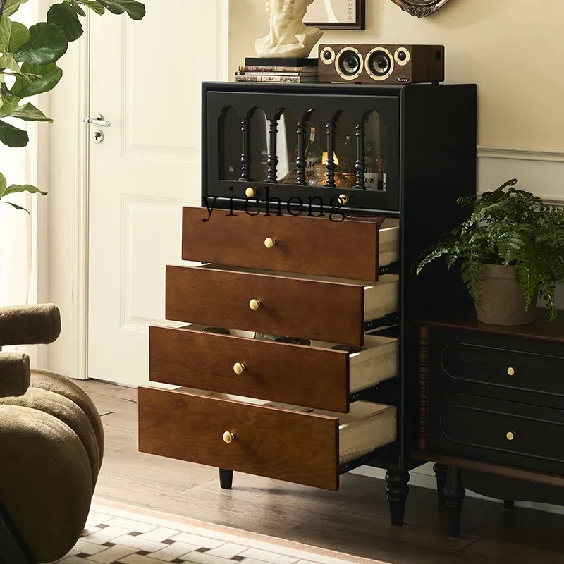 XMH bedroom antique storage chest cabinet small apartment household side cabinet color matching bedside cabinet