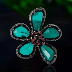 Rhinestone Flower Brooches for Women Acrylic Flowers Pins Plant Lapel Pins Office Party Friend Gifts Accessories