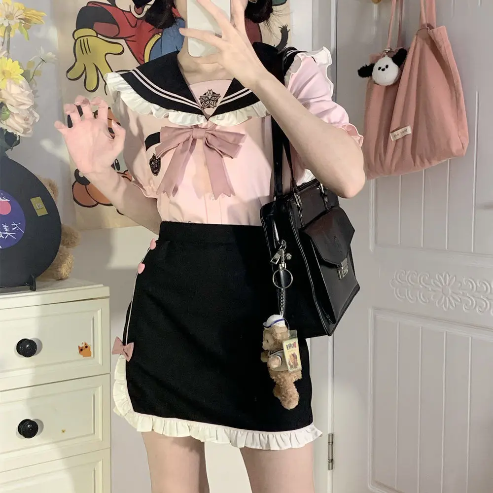 Terno de marinheiro estilo universitário japonês e coreano, uniforme JK com cintura fina, abraço no quadril, uniforme de cosplay escolar feminino