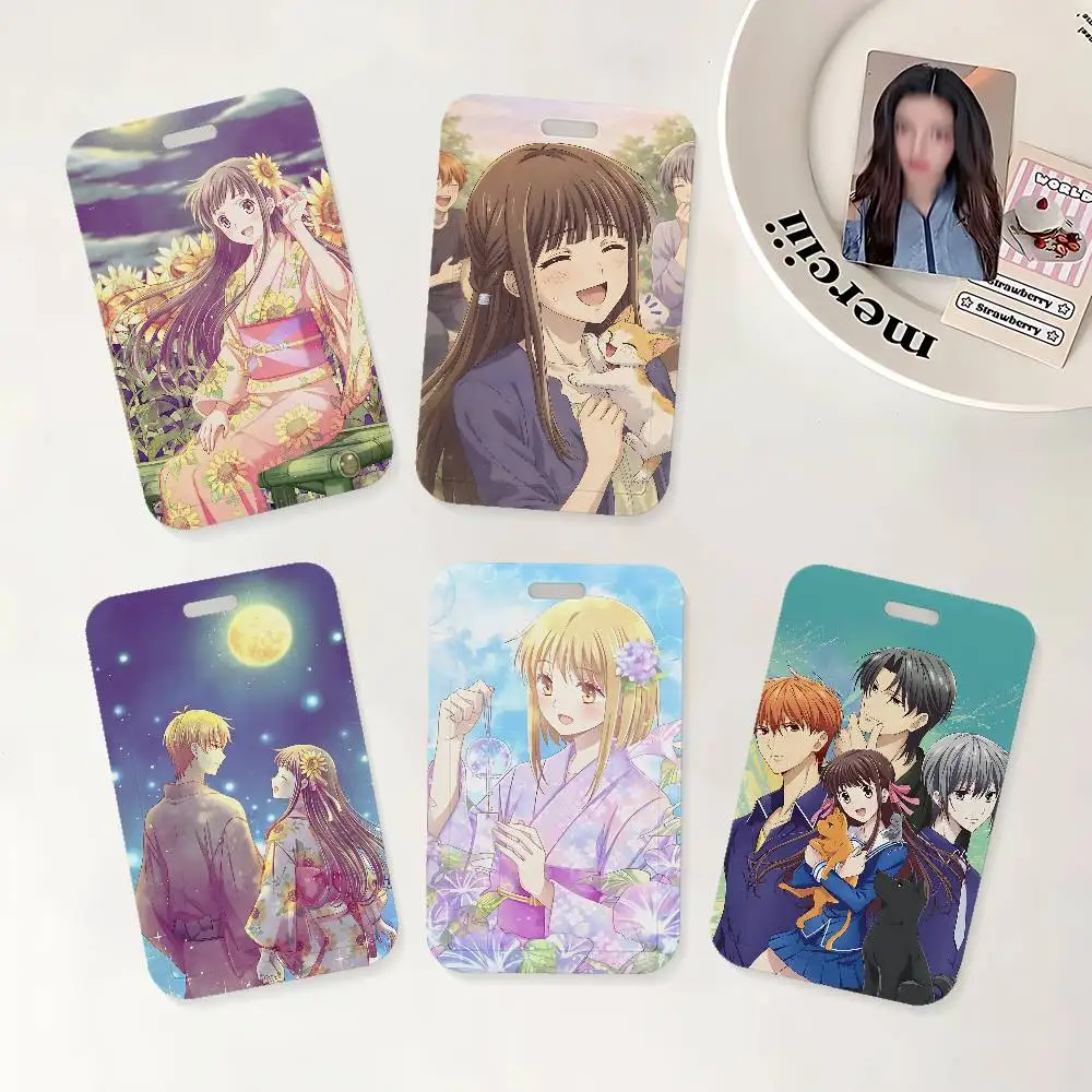 Anime F-Fruits Basket ID Badge Holder With Lanyard Neck Strap For Office School Name Card Credentials Case