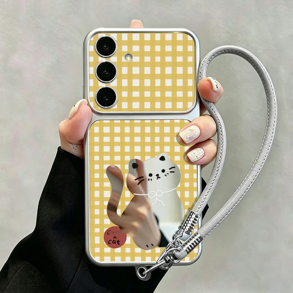 Make-up-Spiegel Niedliche Katzen-Handyhülle für Samsung A57 5G A56 A55 A16 A54 S26 Ultra S25 FE A17 A53 A37 A36 A35 S24 S23 A07 A06 Hülle