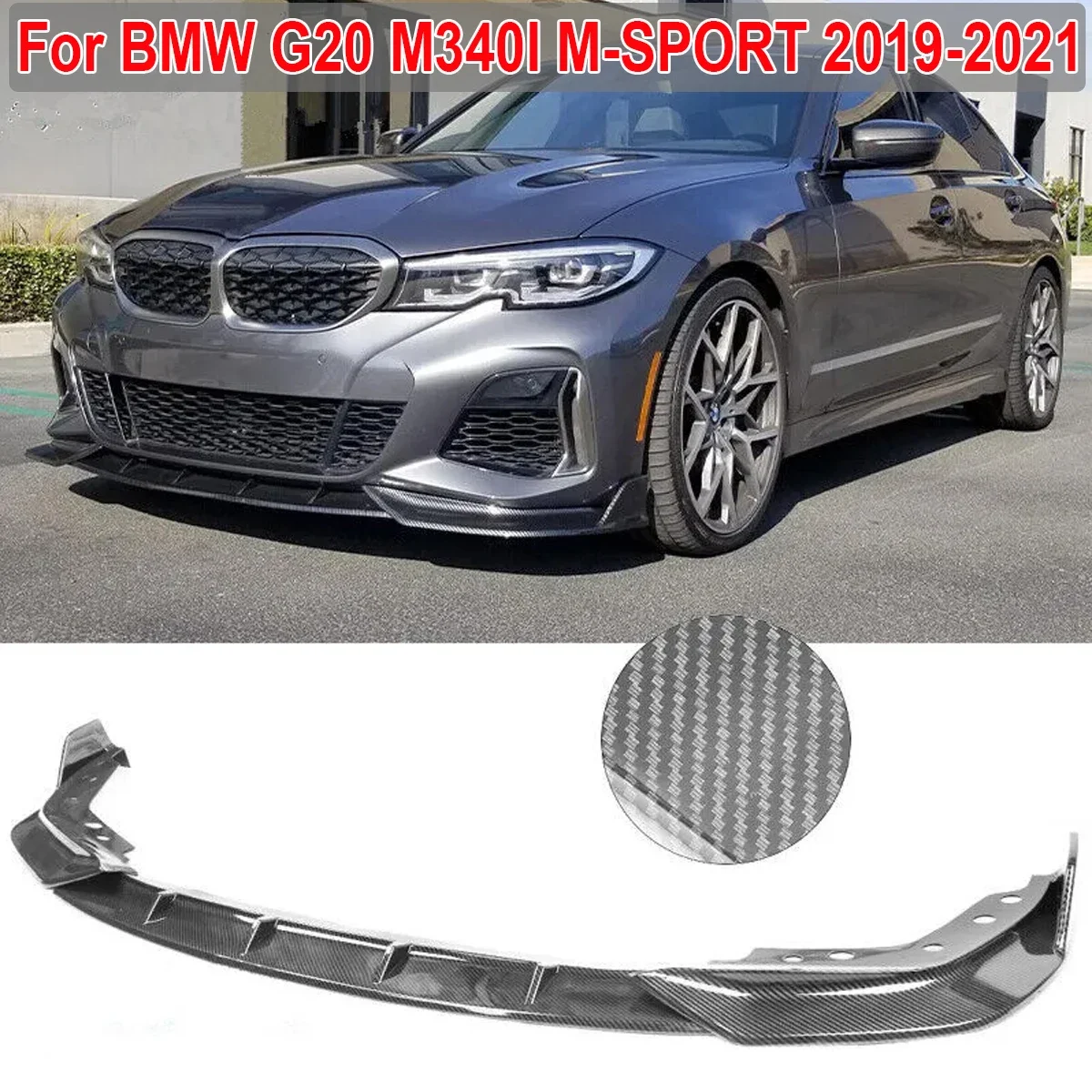 For BMW 3 Series G20 G28 2019-2021 M Sport M340i 320Li Front Bumper Lip Spoiler Side Deflector Splitter Body Kit Car Accessories