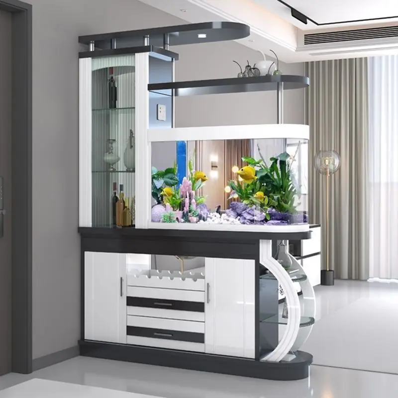 Fish tank living room new double-sided wine cabinet screen partition cabinet family door decoration cabinet