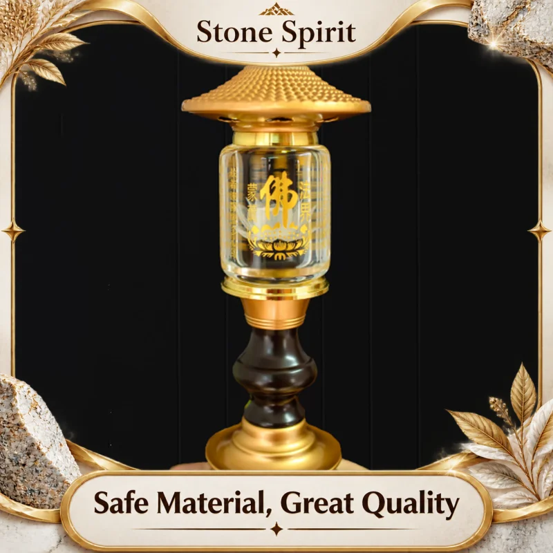 LED Color Crystal Lotus Lamp Plug In Buddha Offering Lamp Crystal Ball Carving Scripture Temple Buddha Hall Domestic Buddha Lamp