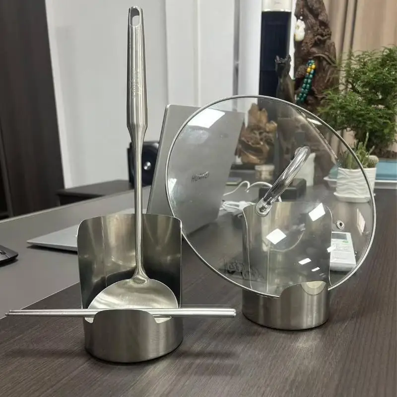 【HG】Stainless Steel Pot Lid Utensil Holder Multipurpose Kitchen Organizer Countertop Storage for Spoons Ladles Cutting Boards