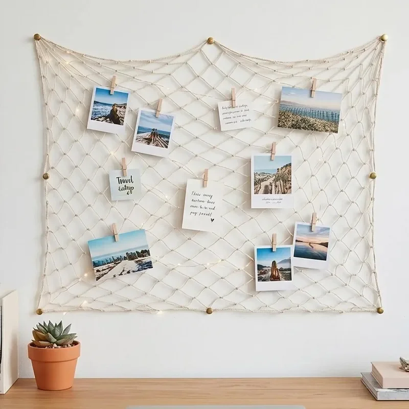 1/4x Fishing Net Decoration Multi‑Purpose Wall Photo Hanging Fishnet Ocean Nautical Theme Decor Home Background Decor Supplies view 2