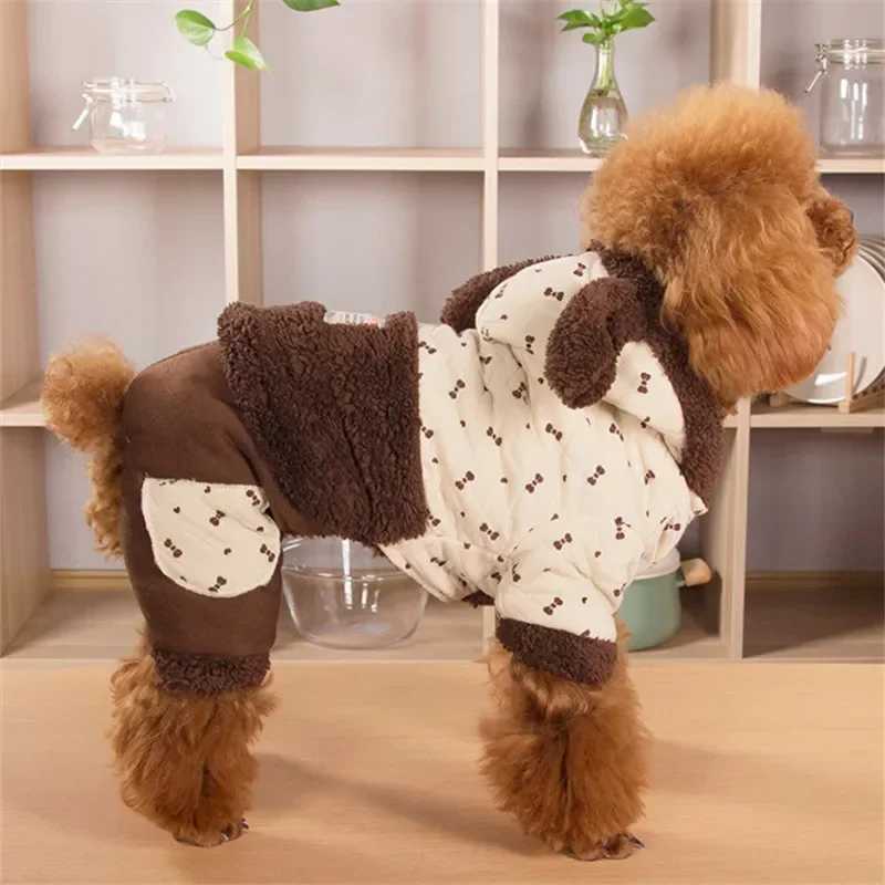 Thicken Warm Dog Clothing Winter Pet Clothes Jumpsuit Puppy Coat Yorkie Poodle Bichon Pomeranian Schnauzer Dog Outfit Apparel