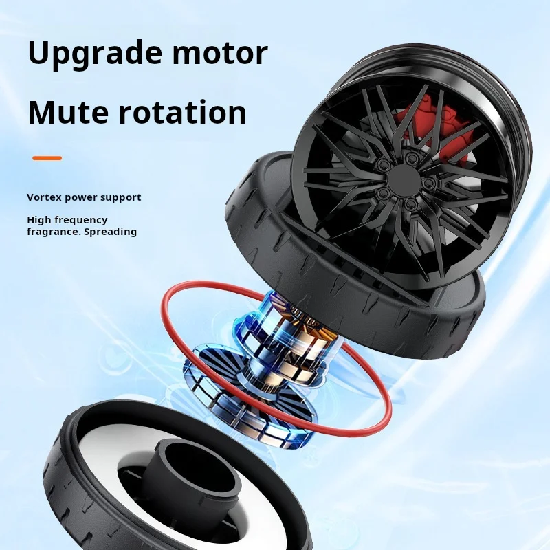 Solar-Powered Racing Wheel Hub Design Car Dashboard Aroma Diff No Essential Oils Included Wood Aroma Wafer