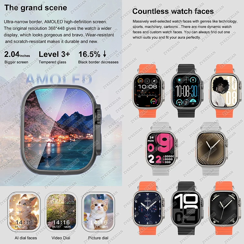 DT Ultra 3 Smartwatch Amoled Screen 4GB MP3 MP4 Player Bluetooth Network Sharing APP Store ChatGPT Smart AI Watch Men Sportwatch