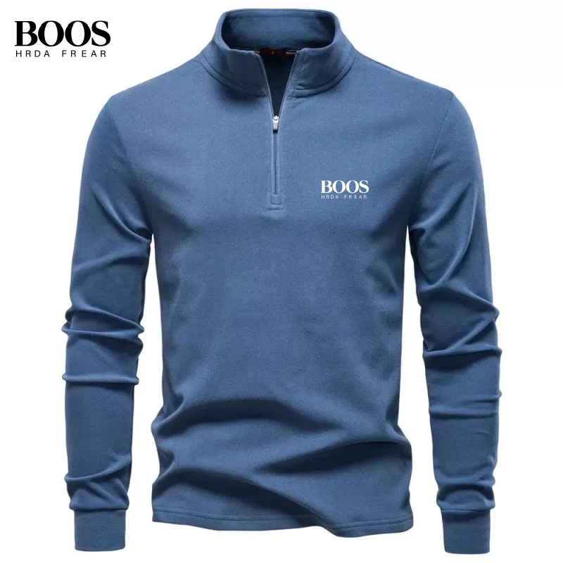 

Autumn and winter men's high-quality half zipper stand up collar sweatshirt, new fashionable, casual, warm and versatile top