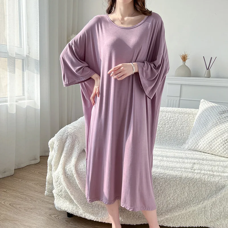 

Women Soft Modal Nightdress Long Sleeve Spring Summer New Nightgowns & Sleepshirts Women Sleepwear Shirt Home Wear Clohtes