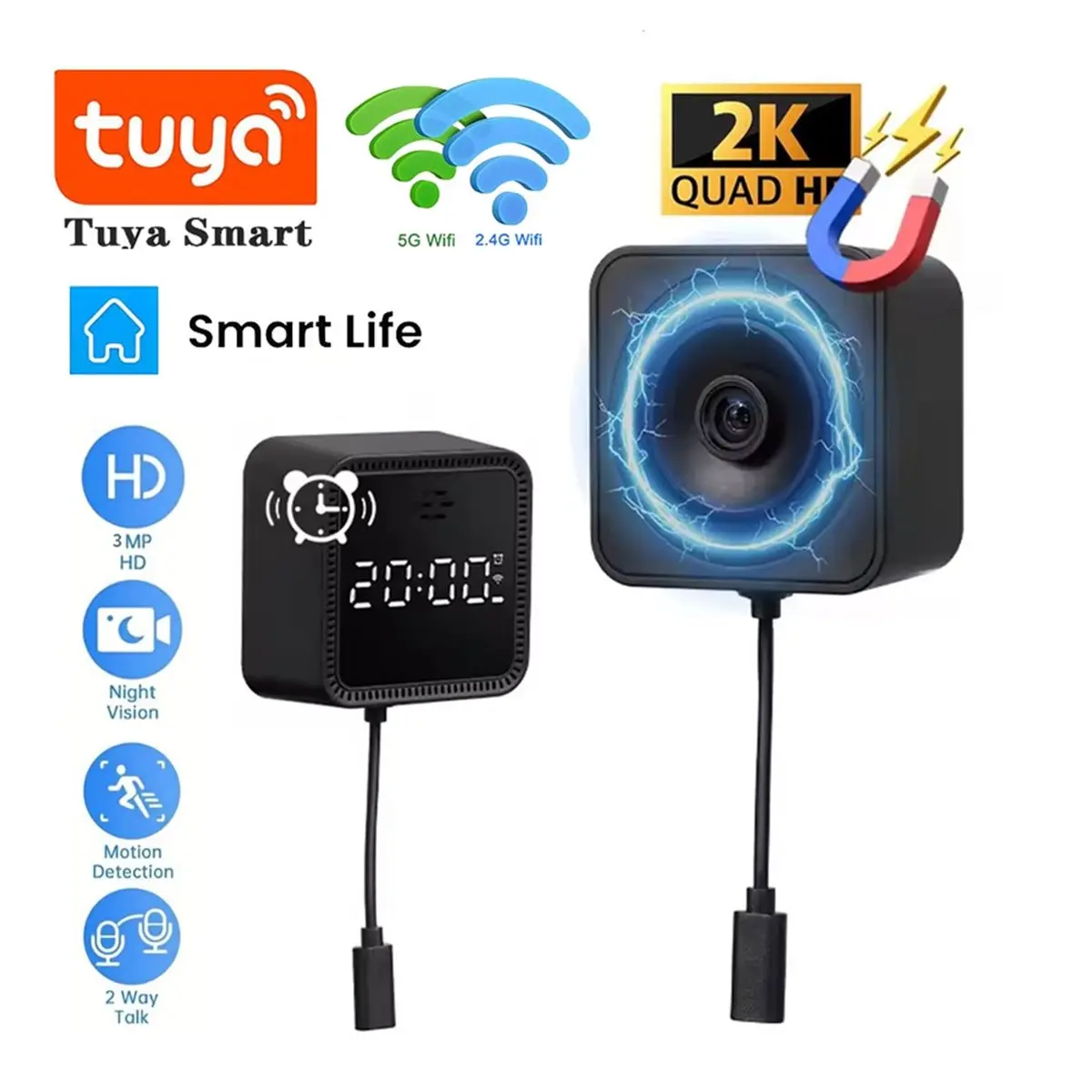 

Tuya 3MP 5G WiFi IP Camera Indoor Magnetic Window Camera Ai Detection with Time Display Surveillance Glass Camera TYPE A/B