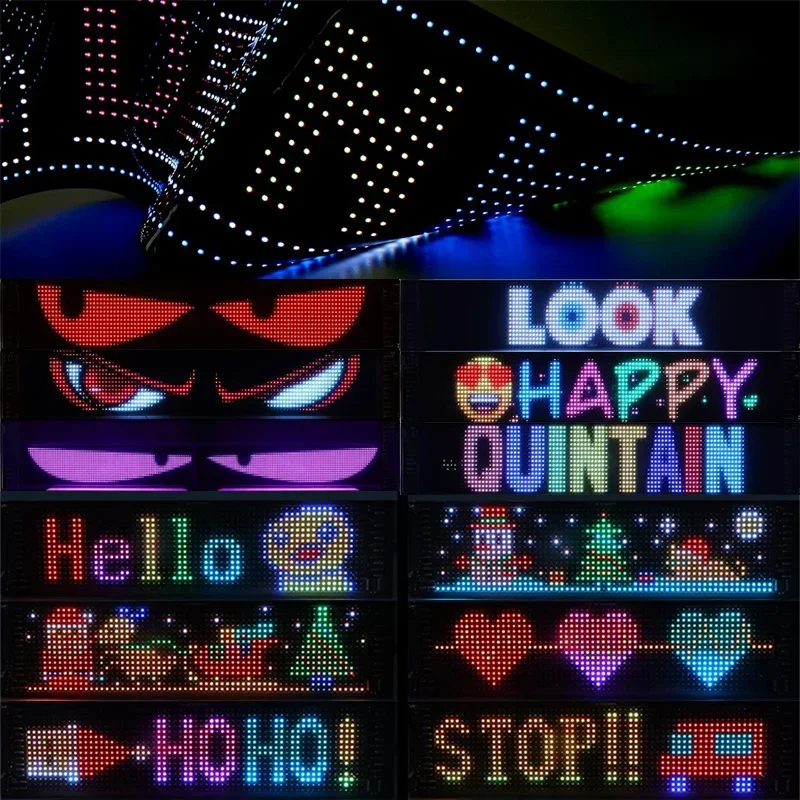 12x59.5cm Devil Eyes Light Panel LED Matrix Pixel Panel Car Interaction Flexible RGB Screen App Control For Car Truck Windshiel