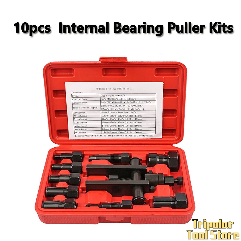 10pcs Motorcycle Bearing Puller Kit Two-Jaw Bearing Removal Tool Puller Extractor Bearings with Box