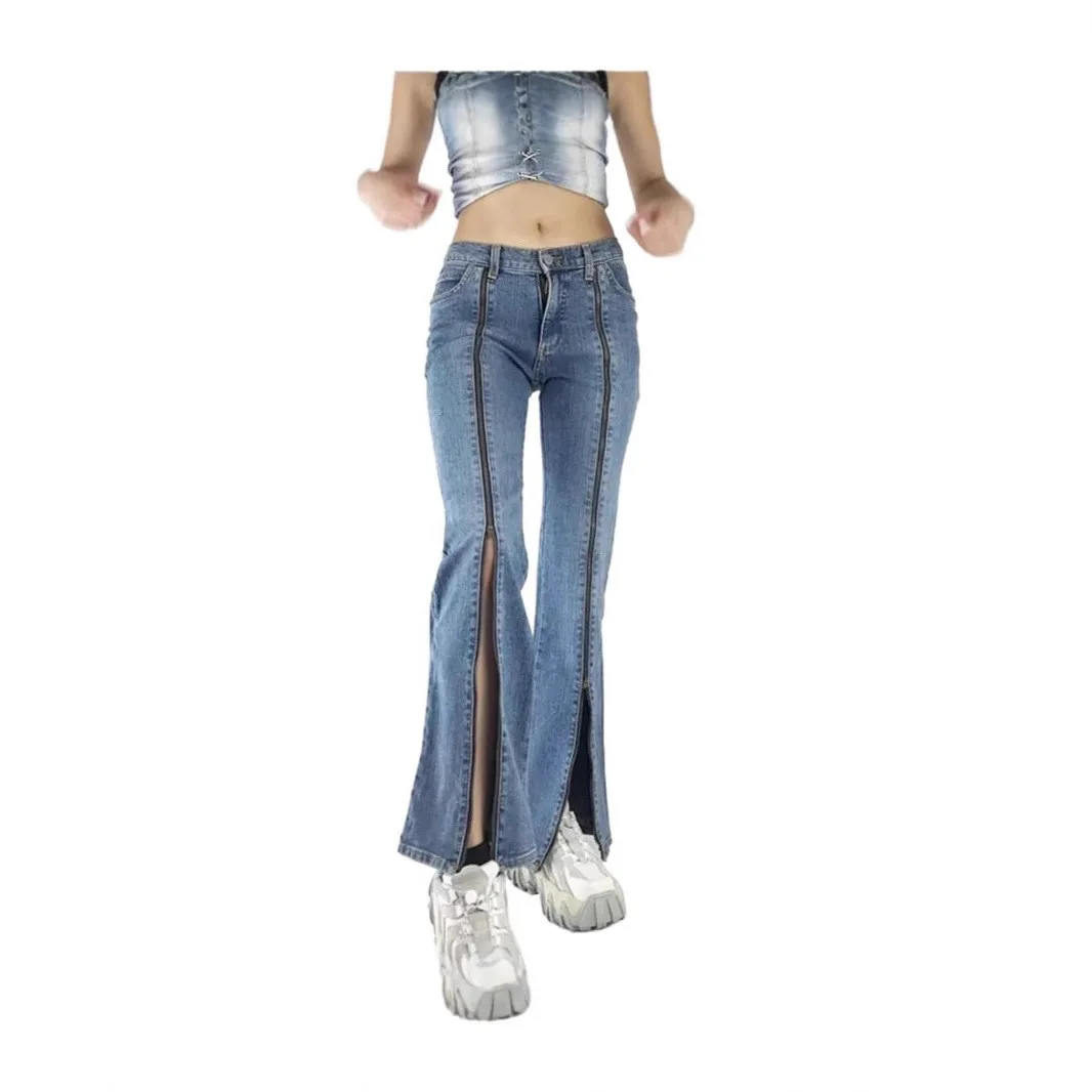 

Autumn Women's Clothing High Waist Flared Baggy Straight Leg Jeans For Woman Cotton Denim Pants OL Style Casual Daily Wear