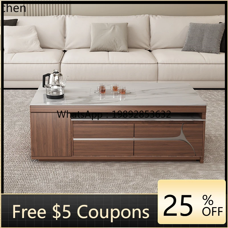

coffee table tea set tea making integrated rock slab small apartment tea table household living room telescopic combination