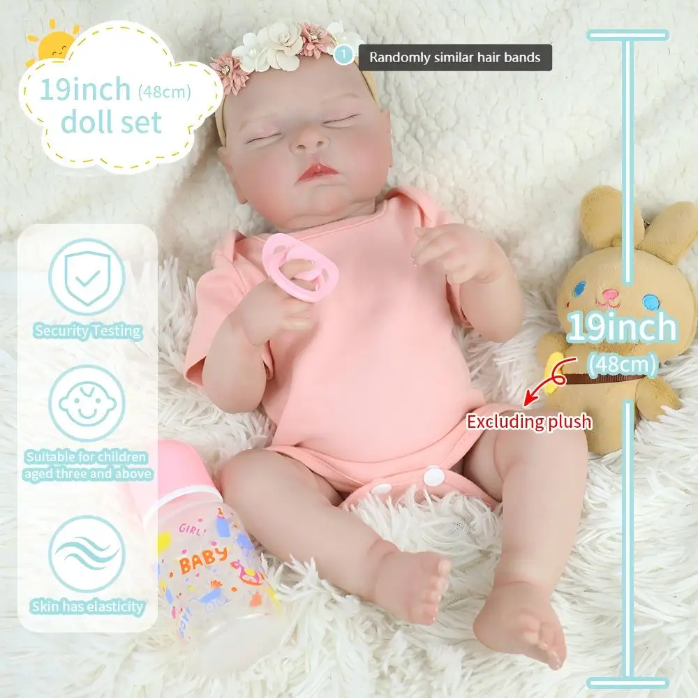 

19Inch Soft Vinyl Silicone Body Reborn Baby Doll Peaches Hand-Painted Hair 3D Skin Multiple Layers Painting Collectible Art Doll