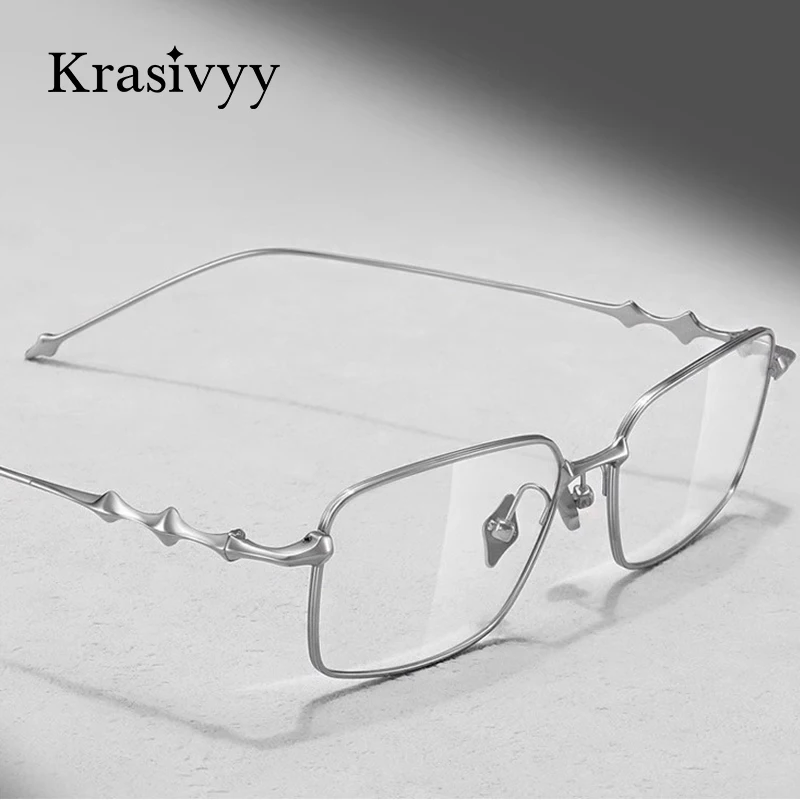 

Krasivyy Luxury Pure Titanium Glasses Frame Women Brand Designer Square Prescription Eyeglasses Men Korean Ato Optical Eyewear