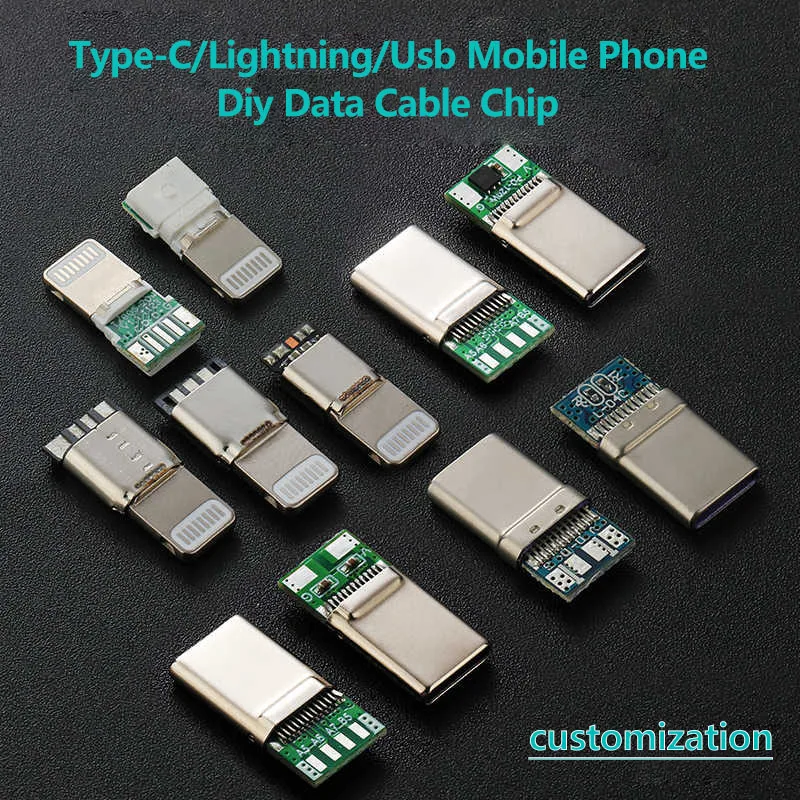 

Phone Fast Charge Type-C USB 65W 5A Male Connector Welding 5Pin PCB Charging Chip + Type A Male 6 Pin USB Data Charge DIY KIT