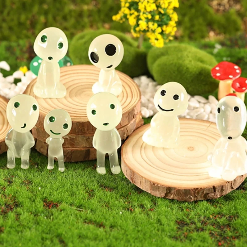 10PCS Night glow Luminous Alien ET Micro Landscape Pendant Ornaments Glowing Tree Alien Elf Resin Figure Ghost Green light Glow