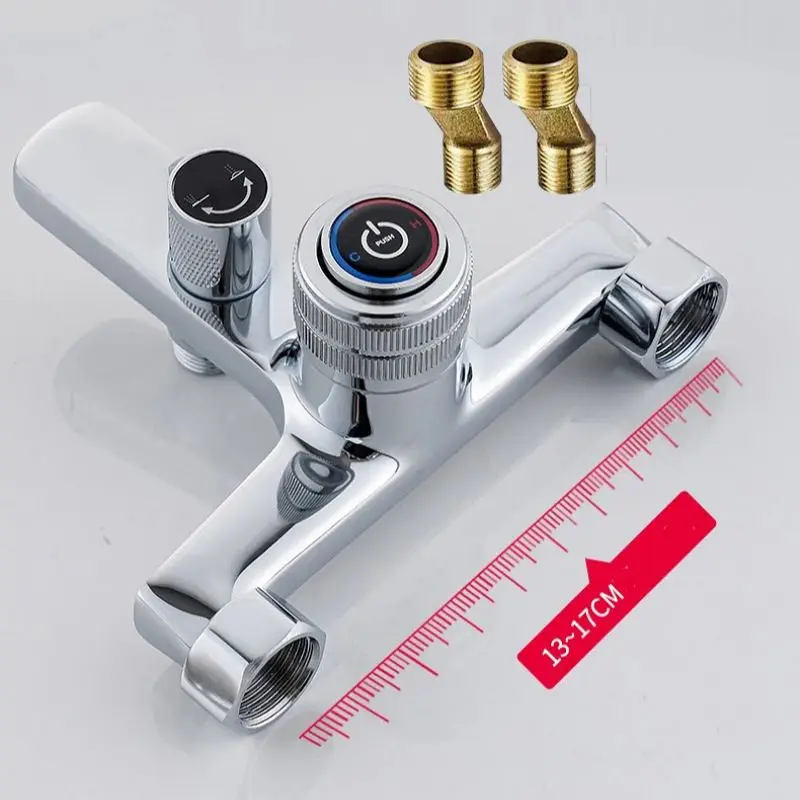 

Wall Mounted Bathroom Shower System Set Manual Press Button Switch Tub Spout with Diverter Triple Hot Cold Water Mixing Valve