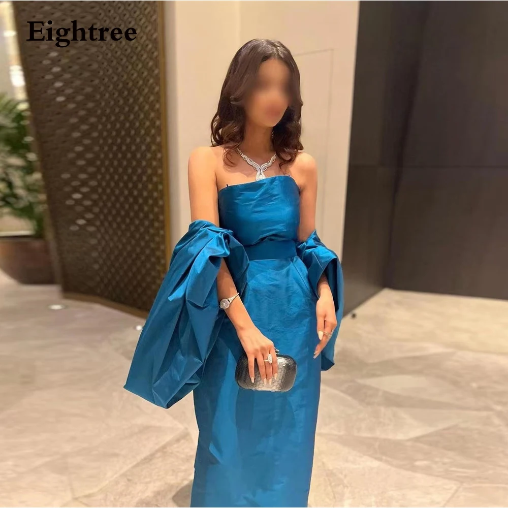 

Eightree Elegant Strapless Evening Dresses 2022 With Bow Sleeveless Stain Party Dresses Saudi Arabia Prom Dress Robes De Soirée