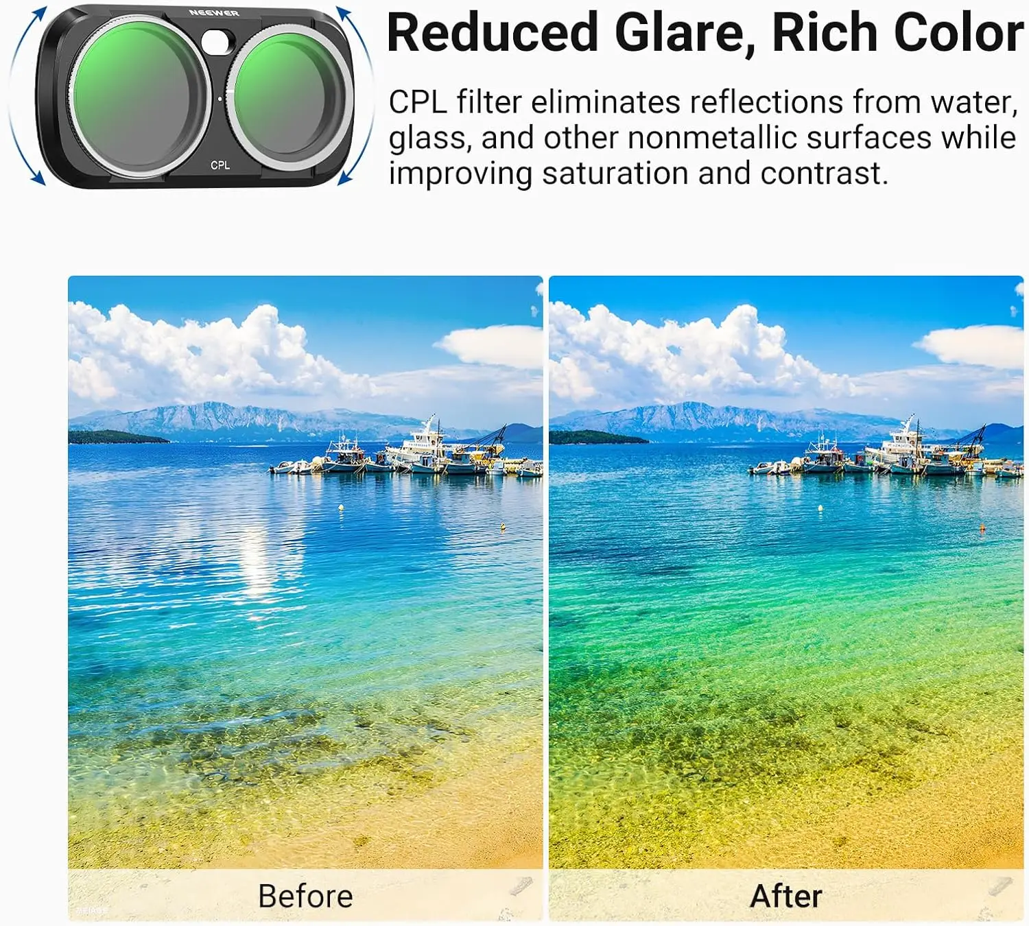 NEEWER ND-Filter-Set, variable Neutraldichte (ND2-32), Gimbal-Kamera-Objektivfilter-Fotografie-Kit, nur für Insta360 Go Ultra – Detail 5