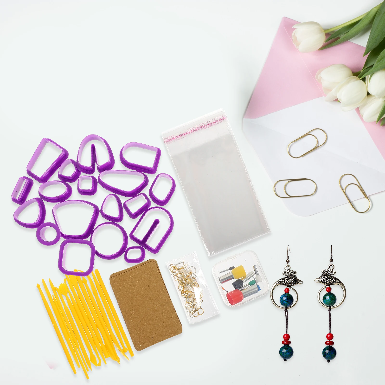 

Clay Earring Making Kit Polymer Set Jewelry Craft Tool ABS Material Ear Ring Tools Clay Cutting Molds Pottery Tool