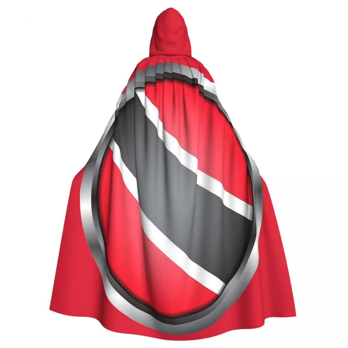 Trinidad And Tobago Flag Round Metal Frame Long Hooded Cloak Witch Medieval Costume Cosplay Cape HalloweenCoat Adult Unisex