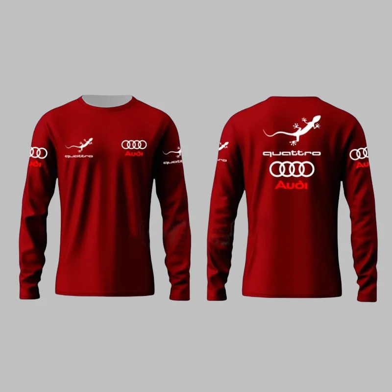 Spring and Autumn Fashion Audi Racing Competition Printed Men's Adult Long Sleeve Daily Leisure