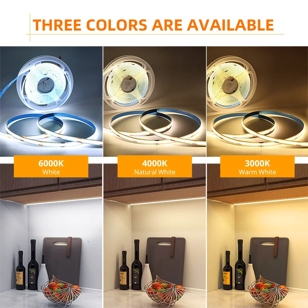 DC 5V 12V 24V COB LED Strip Lights 320LEDs/m High Brightness FOB Flexible Ribbon Bar Tape Linear Dimmable Lighting Room Decor image 6