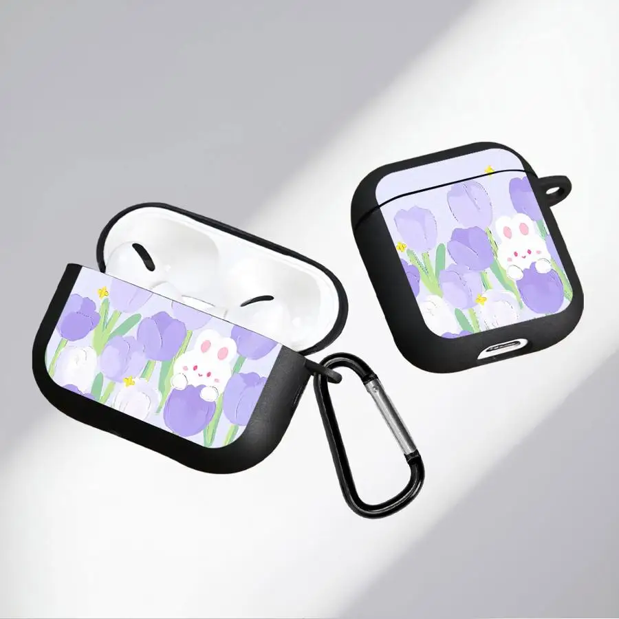 Soft Earphone Cases Cover Case For Airpods 2 Pro 1 4 3 Pro2 Pro3 Flower Purple Tulips - view 4