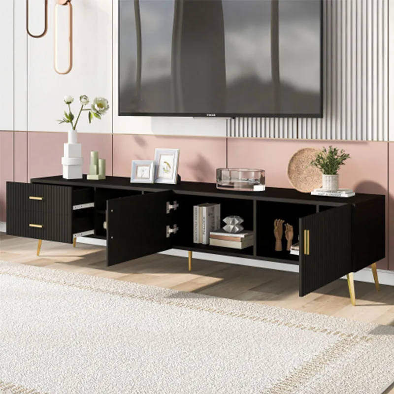 Modern TV Stand with 5 Champagne legs - Durable, stylish, spacious, versatile storage TVS up to 77