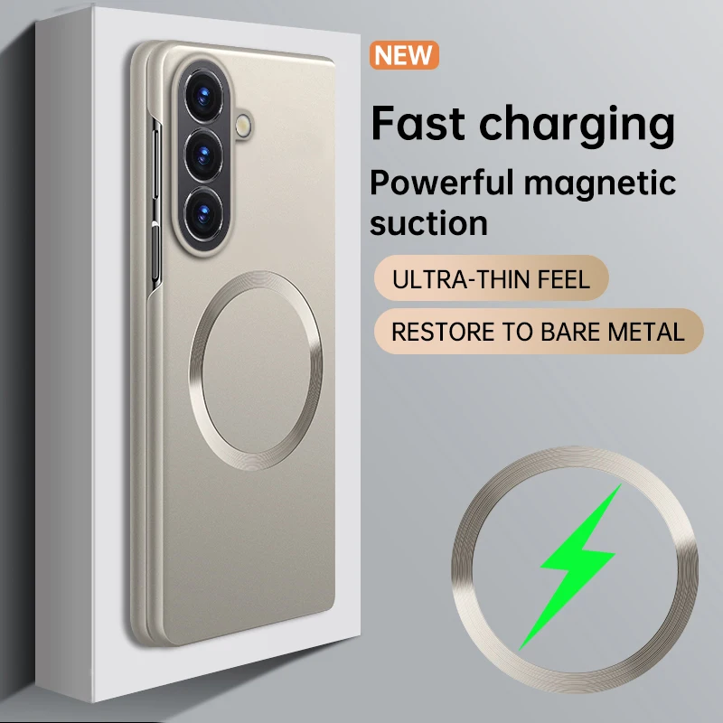 Ultra Thin Metal Paint Plating Magnetic Frosting Case For Samsung Z Fold8 Ultra Slim Matte For Magsafe Wireless Charge Cover