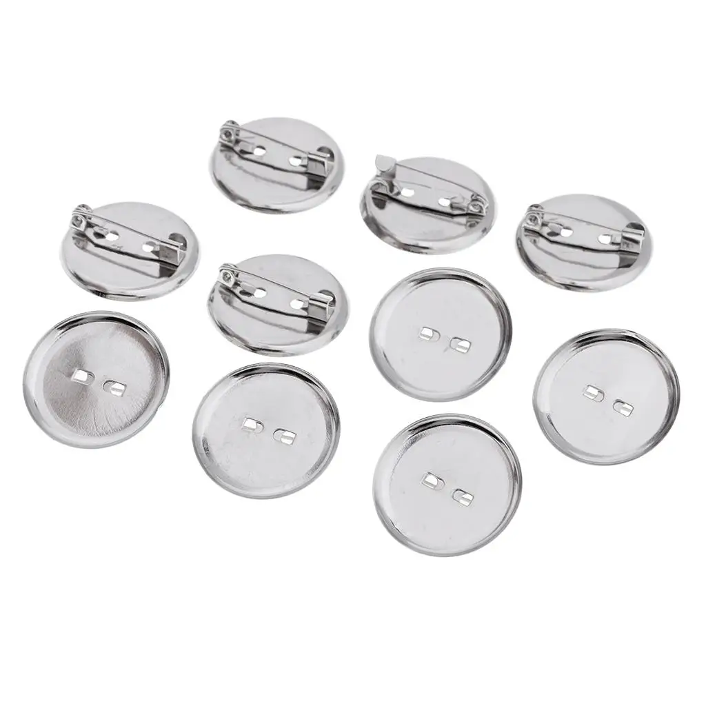 10 Pcs Blank Pin-Back Button Sets Brooch Base Pins Brooch Finding DIY Base Clip Badge Making Base with Pin Safe Design