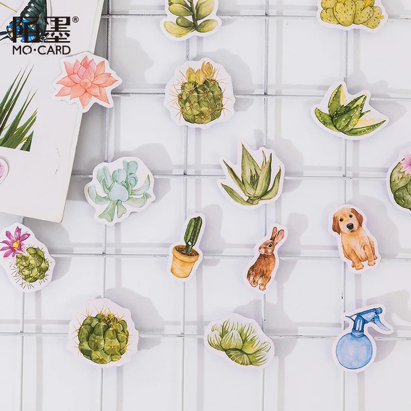 45 Pcs Paper Sticker Set Kawaii Succulents Self-adhesive Stationery Stickers For Arts Craft Diy Scrapbooking Diary Album Planner