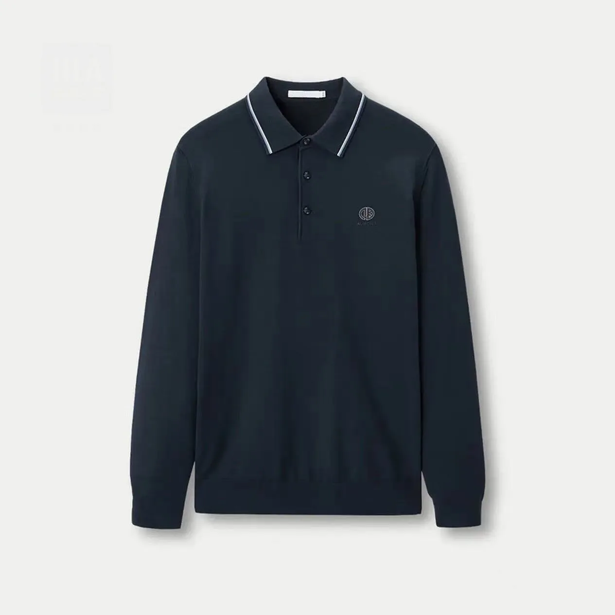 

Casual Long Sve Knitted Sweater for Men Simple Turn-down Collar Elastic 3D Label Youth Polyester Blend Autumn Faion