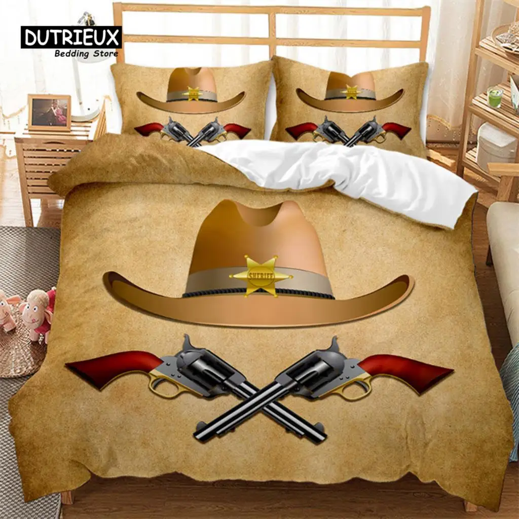 

Cowboy Bedding Set Wild West Cowboys Western Style And Horses Themed Duvet Cover Microfiber Quilt Cover For Kids Boys Teen Decor