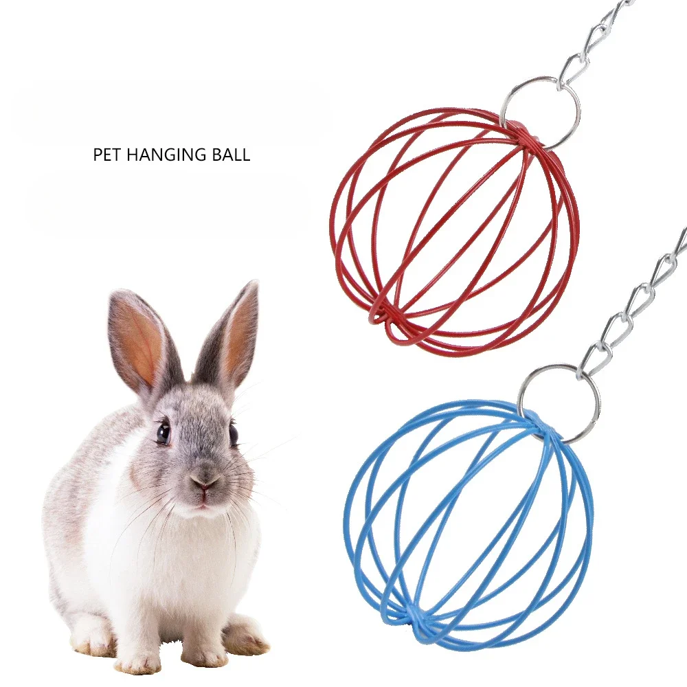 Stainless Steel Round Sphere Hay Feeder Dispense Exercise Hanging Straw Ball for Guinea Pig Hamster Rat Rabbits Pet Supplies