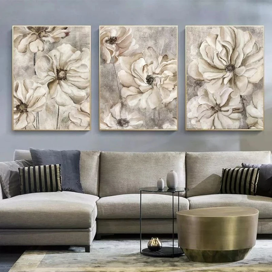 Fullcang Abstract Retro Flower Diy Diamond Art For Adults Painting Triptych Floral Full Drill Mosaic Embroidery Picture 3Pcs/set